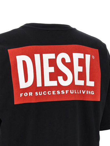 T-Shirt by Diesel for men in organic cotton black & print features a plush silhouette, showcasing a sophisticated and for a truly plush finish.