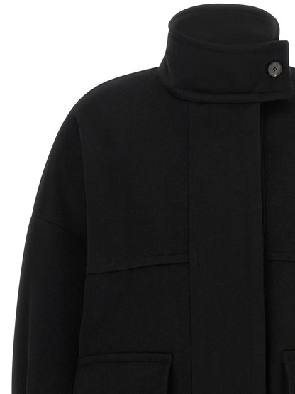 Alberto Biani Black Wool Bomber