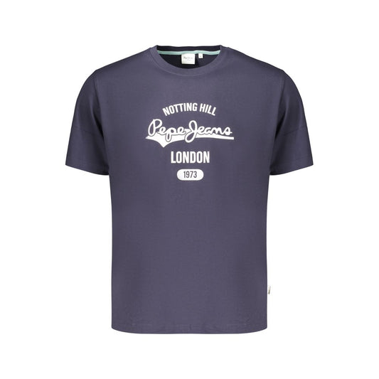 T-Shirt by Pepe Jeans for men in cotton blue & print showcases a chic silhouette, artfully detailed with a chic crew neckline and for a chic finish.