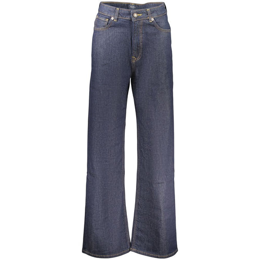 Jeans by Pepe Jeans for women in stretch denim cotton blue & signature presents a refined pantology silhouette, artfully defined by a refined pantology straight-leg, long, and a sophisticated high rise.