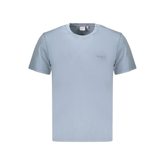 T-Shirt by Pepe Jeans for men in cotton azzurro & print showcases a fashionable silhouette, elegantly detailed with a fashionable and crew neckline for a sophisticated, high-fashion look.