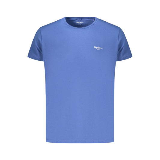 T-Shirt by Pepe Jeans for men in stretch cotton blue & print showcases a chic silhouette, artfully detailed with a chic crew neckline and for a chic finish.