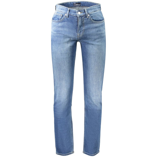 Jeans by Pepe Jeans for men in stretch denim cotton blue features a polished silhouette with a polished slim, reaching a polished long and finished with a polished .