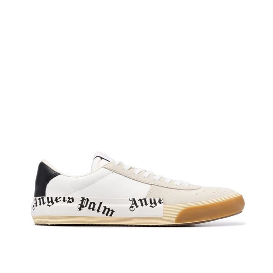 Sneakers by Palm Angels for men in calfskin leather beige features an fashionable silhouette, showcasing the premium Men's Low Top Calfskin Leather Sneakers in a fashionable low-top style that offers a fashionable finish for refined style.