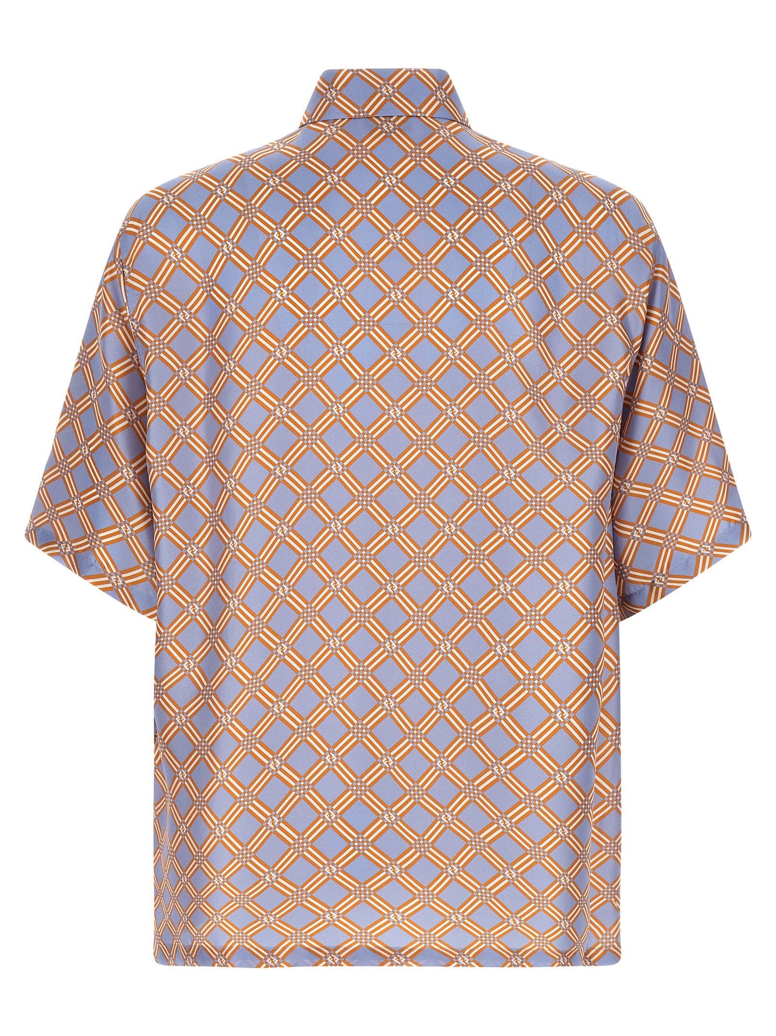 Shirt by Fendi for men in silk blue, multicolor, orange & patterned presents a discerning silhouette, showcasing a sophisticated and for a truly discerning finish.