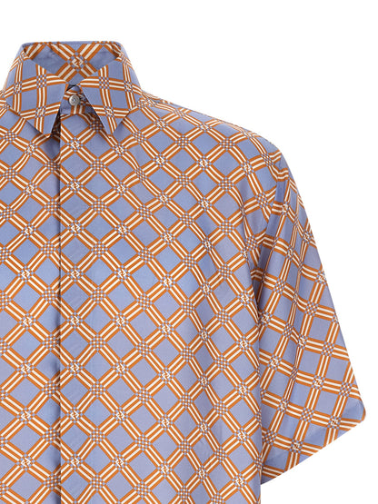 Shirt by Fendi for men in silk blue, multicolor, orange & patterned, featuring a nuanced and nuanced for a sophisticated finish.
