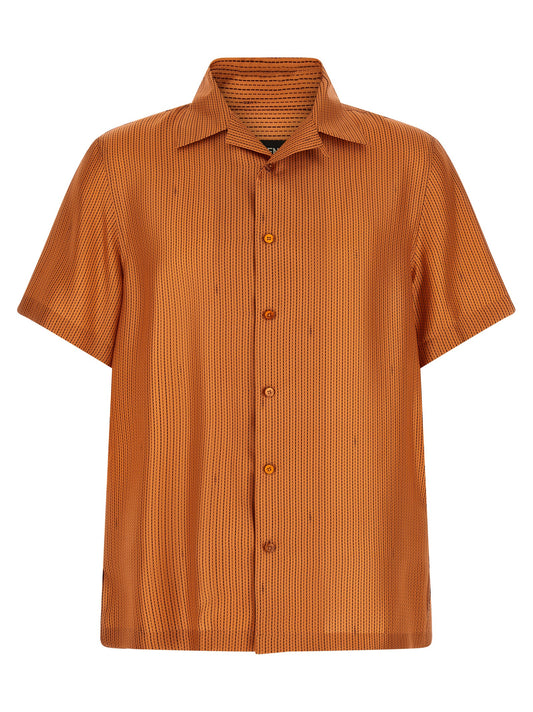 Shirt by Fendi for men in silk orange, pearl & patterned showcases a sleek silhouette, elegantly detailed with a sleek and for a sleek finish.