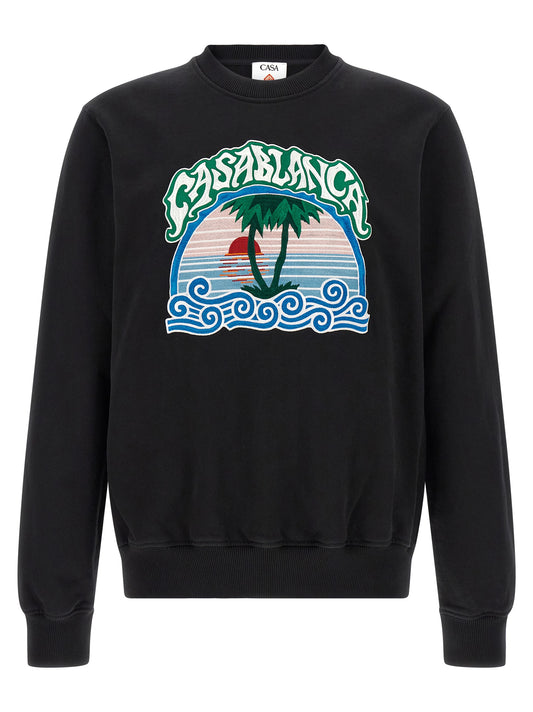 Sweatshirt by Casablanca for men in organic cotton black features an enviable silhouette, showcasing a premium and refined for a truly enviable finish.