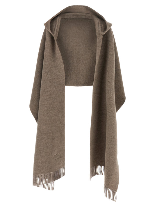 Hooded Scarf by Brunello Cucinelli for women in cashmere brown, hazelnut & signature presents a cosy silhouette, artfully capturing the sophisticated design and premium aesthetic of the Cashmere Hooded Scarf.