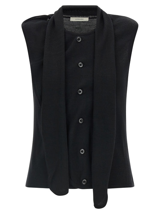 Vest by Lemaire for women in wool black features an on trend silhouette, showcasing a sophisticated round neckline and premium for a truly on trend finish.