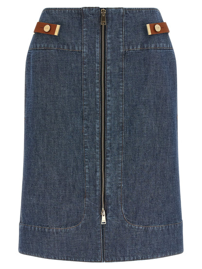 Fendi Blue Cotton Midi Skirt