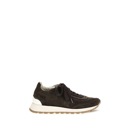 Brunello Cucinelli Women's Low Top Suede Leather Sneakers - Brown Signature