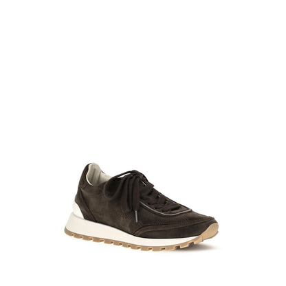 Brunello Cucinelli Women's Low Top Suede Leather Sneakers - Brown Signature