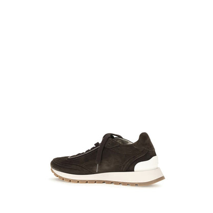 Brunello Cucinelli Women's Low Top Suede Leather Sneakers - Brown Signature