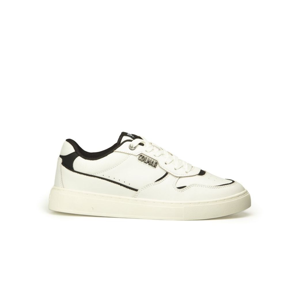 Sneakers by Colmar for men in polyester leather black & white presents a impeccable silhouette as Men's Low Top Polyester Leather Sneakers, expertly defined by a impeccable low-top style for a impeccable, high-fashion look.