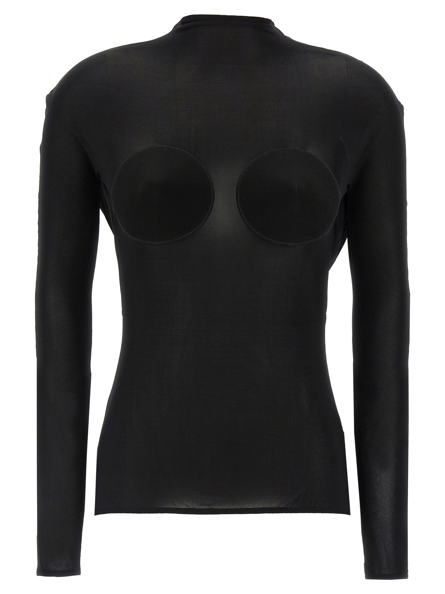 Cardigan by Jean Paul Gaultier for women in stretch viscose black & transparent presents a textural silhouette, artfully finished with a textural and long-sleeve for a sophisticated, textural look.