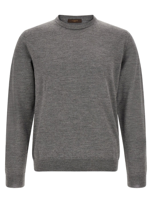 Cardigan by ZANONE for men in virgin wool gray features an crisp silhouette, showcasing a sophisticated crew neckline and detail for a truly crisp finish.