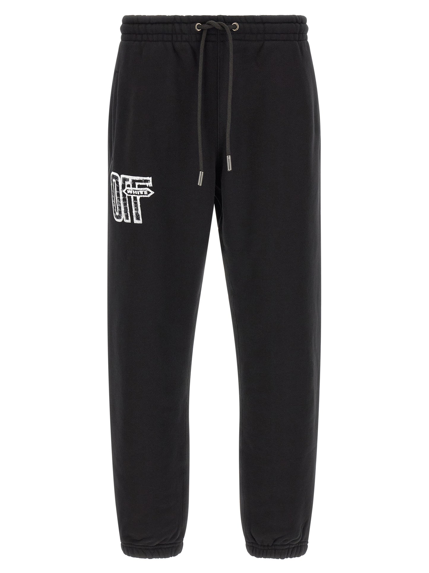 Off-White Men's Relaxed Fit Cotton Joggers - Black White Patterned