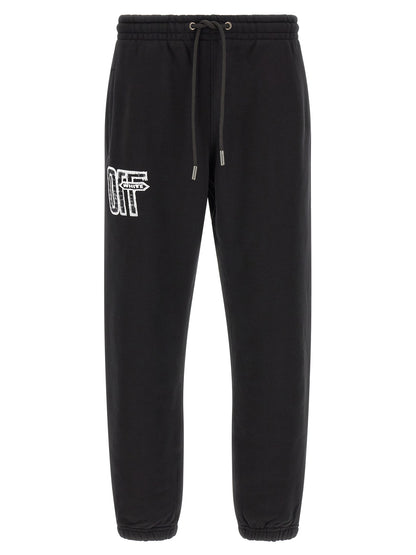 Off-White Men's Relaxed Fit Cotton Joggers - Black White Patterned