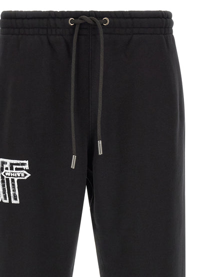 Off-White Men's Relaxed Fit Cotton Joggers - Black White Patterned