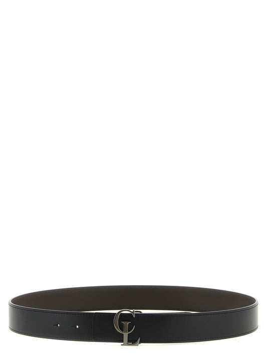 Belt by Christian Louboutin for men in calfskin leather black, brown & multicolor features a bohemian chic silhouette, showcasing the bohemian chic Calfskin Leather Belt design with a sophisticated bohemian chic finish.
