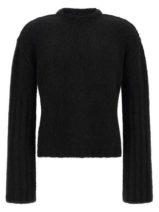 Cardigan by Rick Owens for men in cashmere silk black features an impeccable silhouette, showcasing a sophisticated crew neckline and detail for a truly impeccable finish.