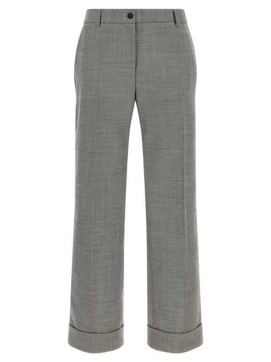 Trousers by Alberto Biani for women in wool gray presents a smart silhouette, meticulously detailed with a smart flared & wide, a smart long, and a smart .
