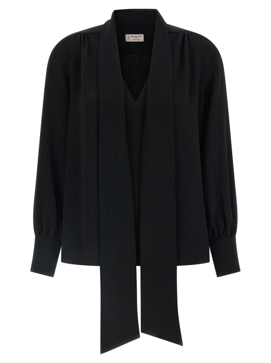 Blouse by Alberto Biani for women in polyester black, featuring a nuanced long-sleeve and nuanced v-neck neckline for a sophisticated finish.