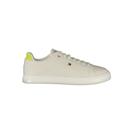 Athletic Sneakers Tommy Hilfiger men polyester polyurethane leather white & yellow featuring a avant-garde Men's Athletic Polyester Polyurethane Leather Sneakers design with a avant-garde athletic style for a refined finish.