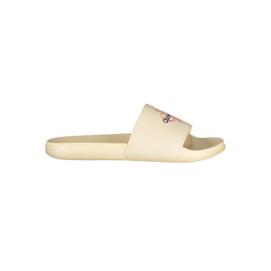 Sandals by Calvin Klein for women in polyester & polyurethane and beige & pink presents a sculptural silhouette, showcasing the signature style of the Essence Women's Polyester & Polyurethane Sandals with a sculptural and sculptural .