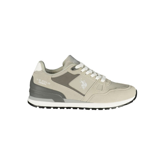 Athletic Sneakers by U.S. POLO ASSN. for men in polyester & polyurethane gray, signature & print features an architectural silhouette, showcasing the premium athletic style of the Waves Men's Athletic Polyester & Polyurethane Sneakers with an architectural finish.