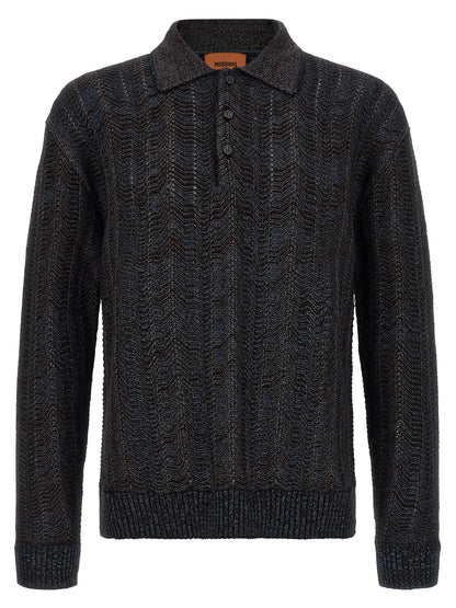 Cardigan by Missoni for men in polyamide viscose wool multicolor & patterned features an crisp silhouette, showcasing a sophisticated v-neck neckline and detail for a truly crisp finish.