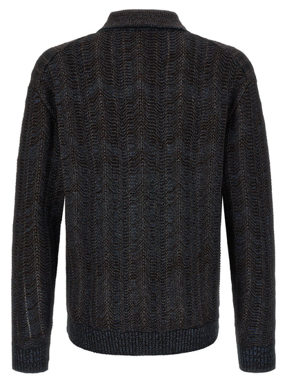Cardigan by Missoni for men in polyamide viscose wool multicolor & patterned showcases a luxurious silhouette, meticulously detailed with a sophisticated v-neck neckline and for a refined finish.