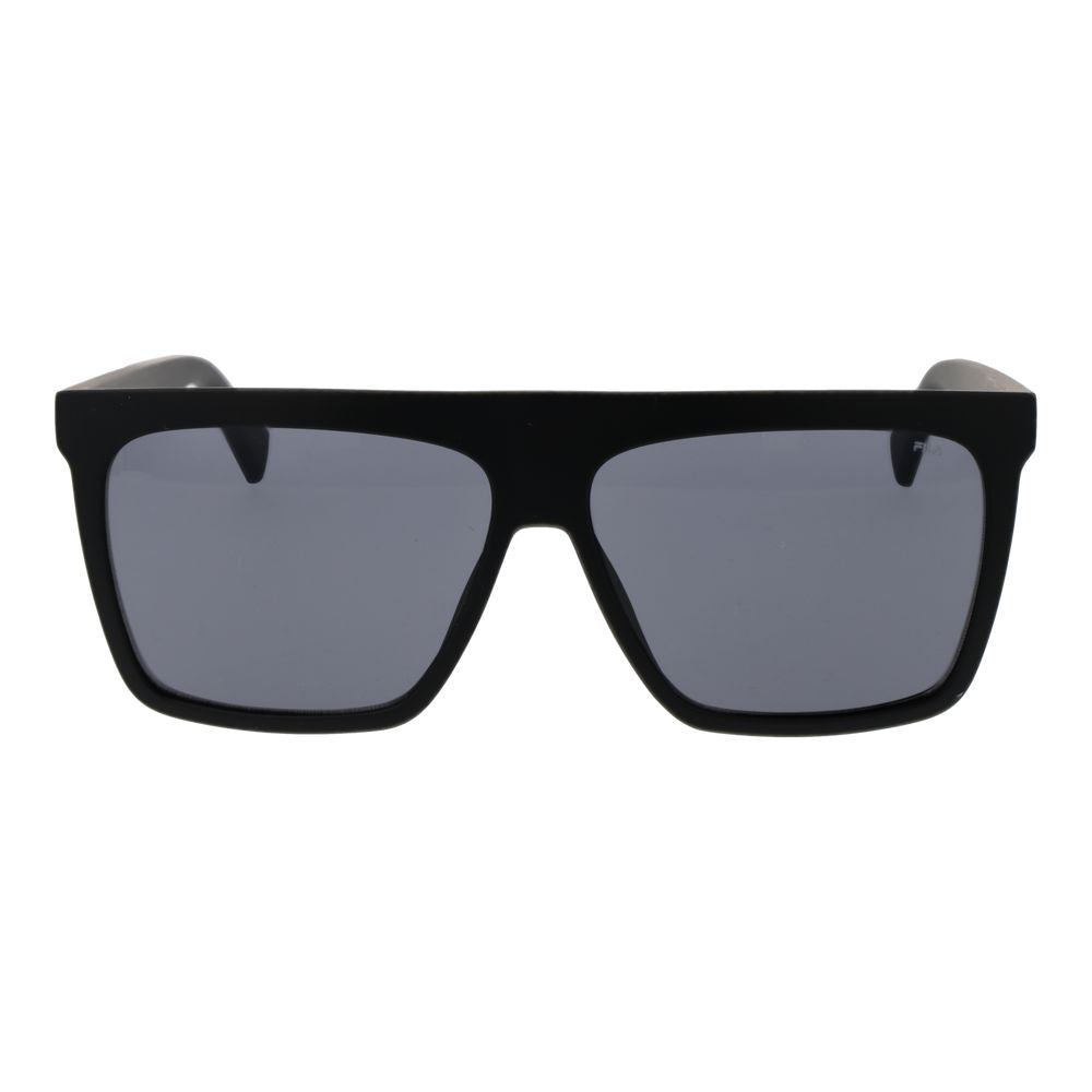 Sunglasses by Fila for men in plastic and black featuring an opulent full-rim square frame design with a sophisticated black coloured frame finish and high-performance non-polarized category-3-dark-tint lens.