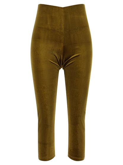 The Andamane Capri Women's Leggings Cropped High Rise Stretch Polyester Activewear - Bicolour Amber Yellow