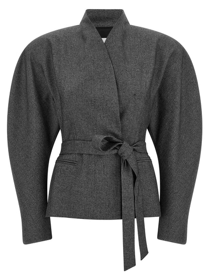 The Andamane Women's Stretch Polyester & Viscose Blazer - Gray