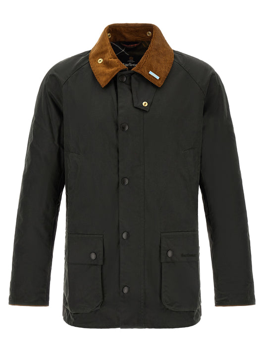 Windbreaker Jacket by Barbour for men in cotton corduroy bicolour & green showcases a modern silhouette, integrating pockets & windproof and a modern for a sophisticated finish.