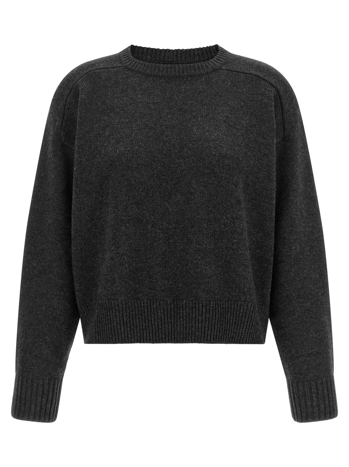 Cardigan by Loulou De Saison for women in cashmere gray & patterned features a nuanced silhouette with a refined crew neckline and nuanced detailing for a sophisticated look.