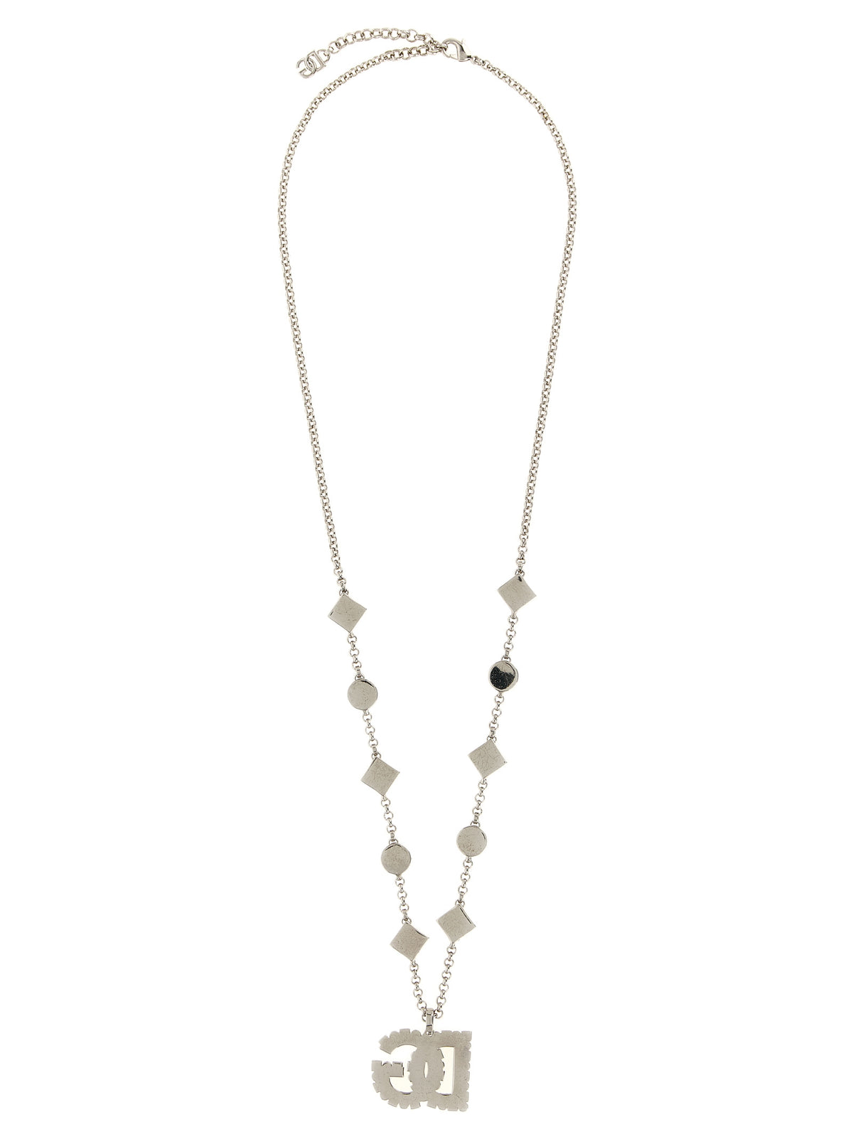 Necklace by Dolce & Gabbana for women in polyester viscose & rhinestone silver, transparent, signature & monogram features an resplendent silhouette, showcasing a sophisticated chain pendant statement necklace design from the Women's Silver Brass & Glass Necklace collection for a resplendent finish.
