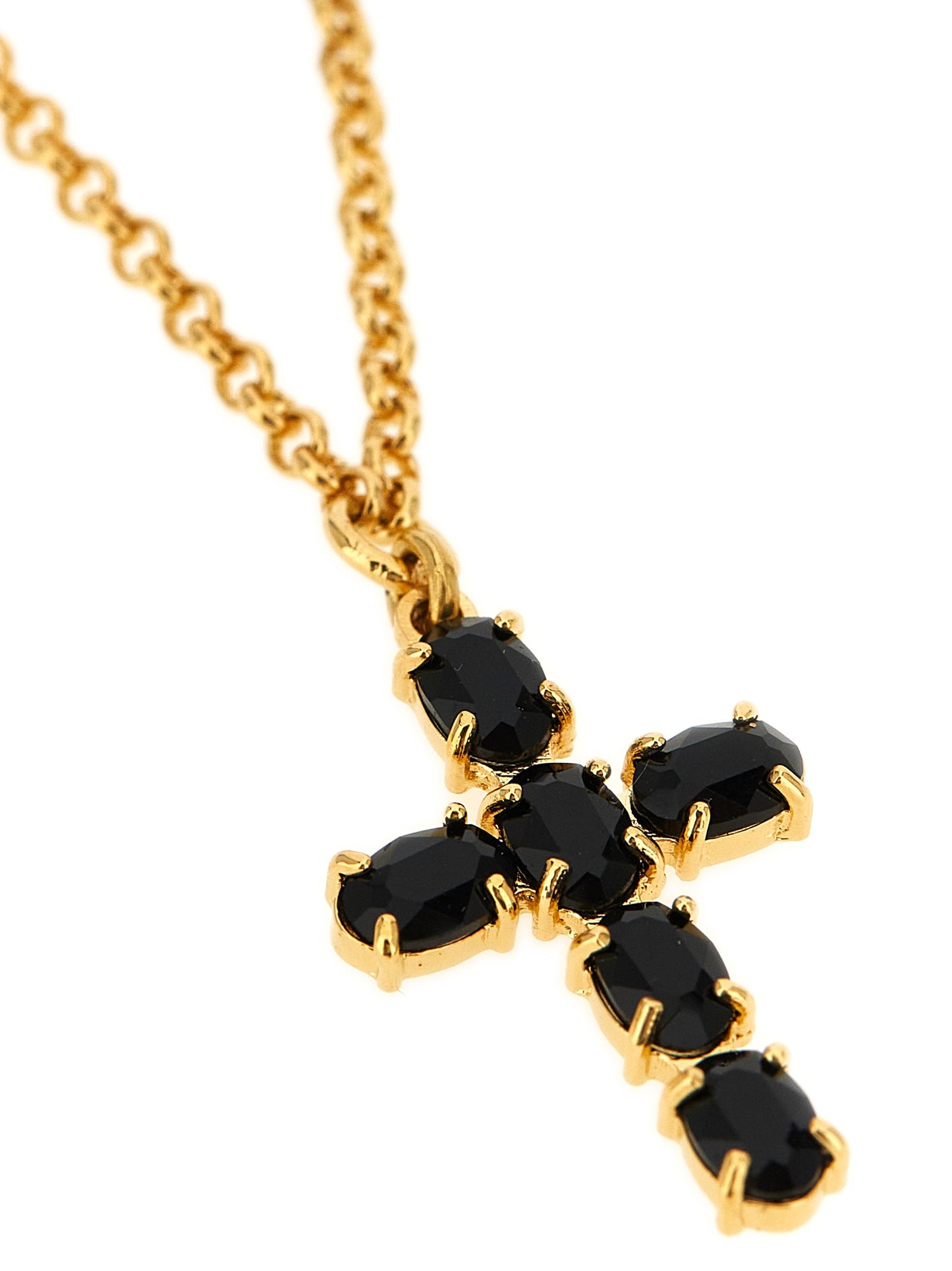 Dolce & Gabbana Devotion Women's Chain Charm Gold Brass & Glass Bracelet - Black Gold