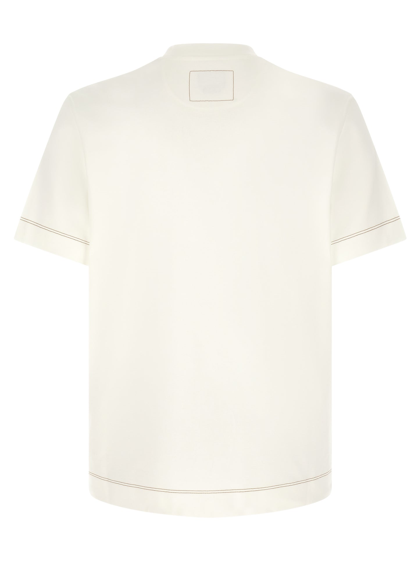 T-Shirt by Fendi for men in leather & cotton brown, white & signature features a plush silhouette, showcasing a sophisticated and for a truly plush finish.
