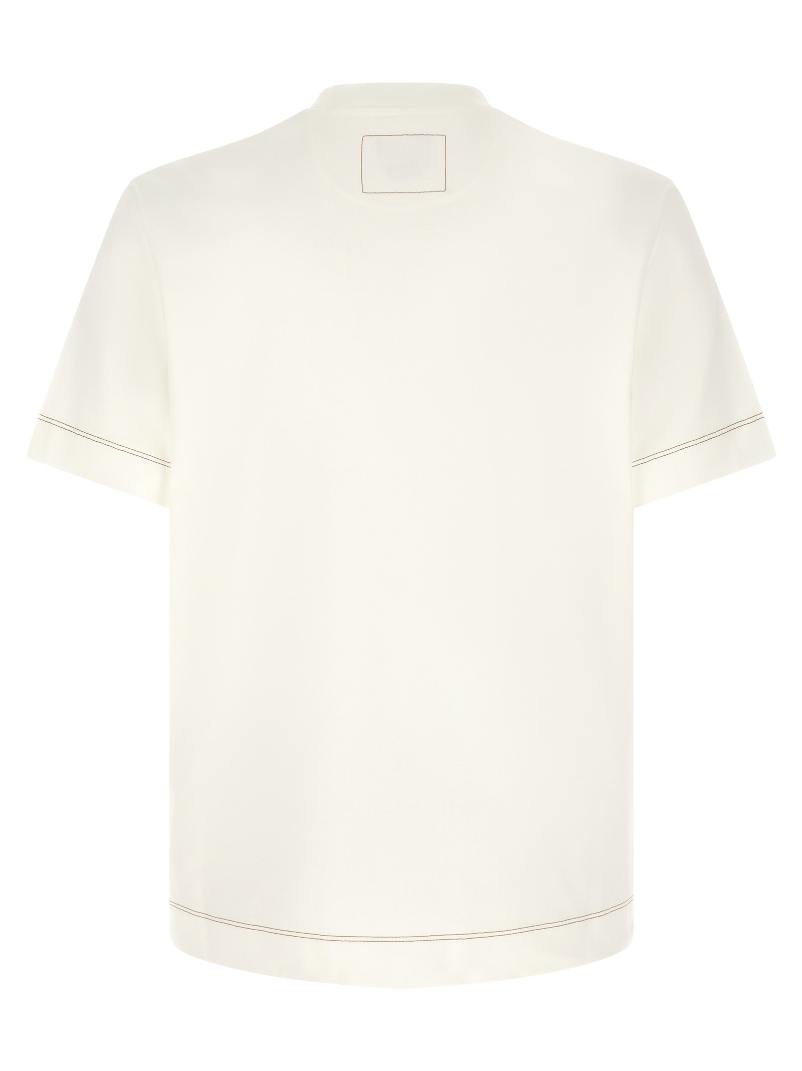 T-Shirt by Fendi for men in leather & cotton brown, white & signature features a plush silhouette, showcasing a sophisticated and for a truly plush finish.