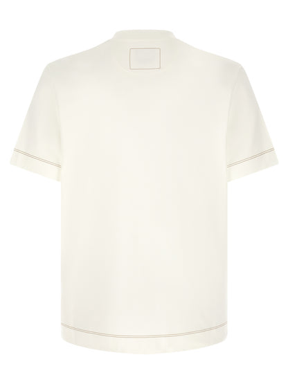 T-Shirt by Fendi for men in leather & cotton brown, white & signature features a plush silhouette, showcasing a sophisticated and for a truly plush finish.