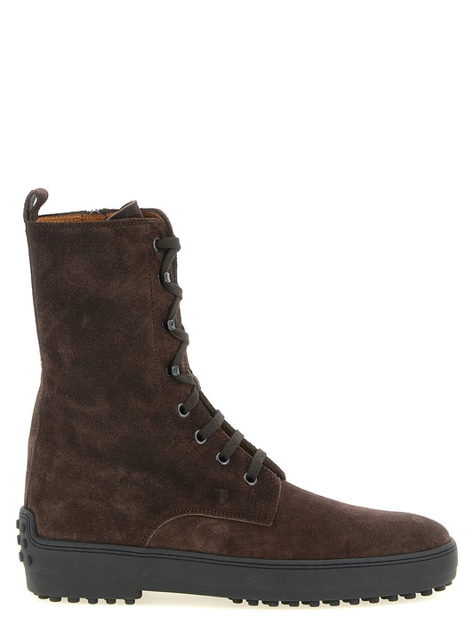 Lace-Up Ankle Winter Boots by Tod's for women in calfskin leather brown features an avant-garde Women's Calfskin Leather Lace-Up Ankle Winter Boots silhouette, defined by a sophisticated and a avant-garde .