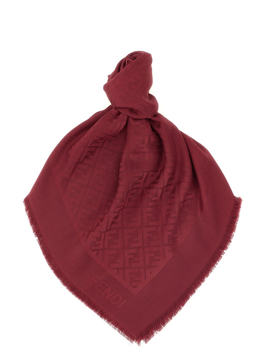 Scarf by Fendi for women in wool & silk bordeaux, patterned & jacquard features a snug silhouette, perfectly showcasing the elegant drape and premium finish of the Wool & Silk Scarf.