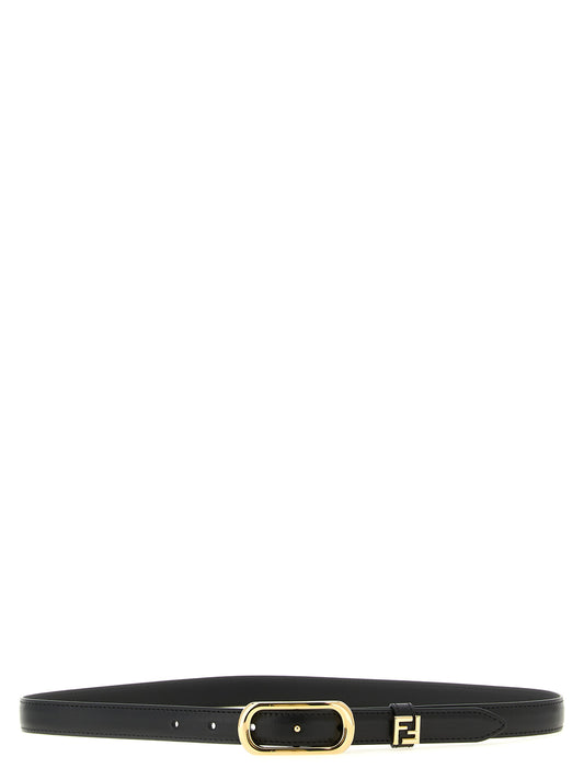 Belt by Fendi for women in calfskin leather black & gold presents a artisanal silhouette from the Calfskin Leather Belt collection, showcasing an artisanal design and refined craftsmanship for a artisanal look.