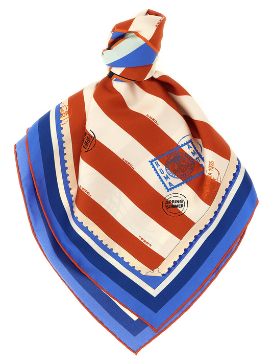 Scarf by Fendi for women in silk ivory, light-blue, multicolor, white, patterned, signature & striped showcases a on trend silhouette, artfully capturing the on trend essence of the Silk Scarf design with a sophisticated finish.