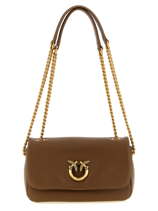 Shoulder Bag by PINKO for women in lamb leather brown & gold features a effortless chic silhouette with a secure zipper & buckle, ample , and versatile shoulder-strap for a effortless chic finish.