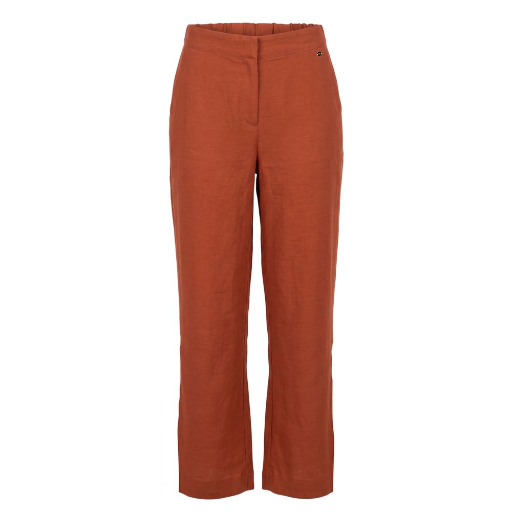 Jeans by Trussardi Jeans for women in linen flax & viscose brown features an refined tailoring silhouette, showcasing a premium with a and long cut for a refined tailoring look.