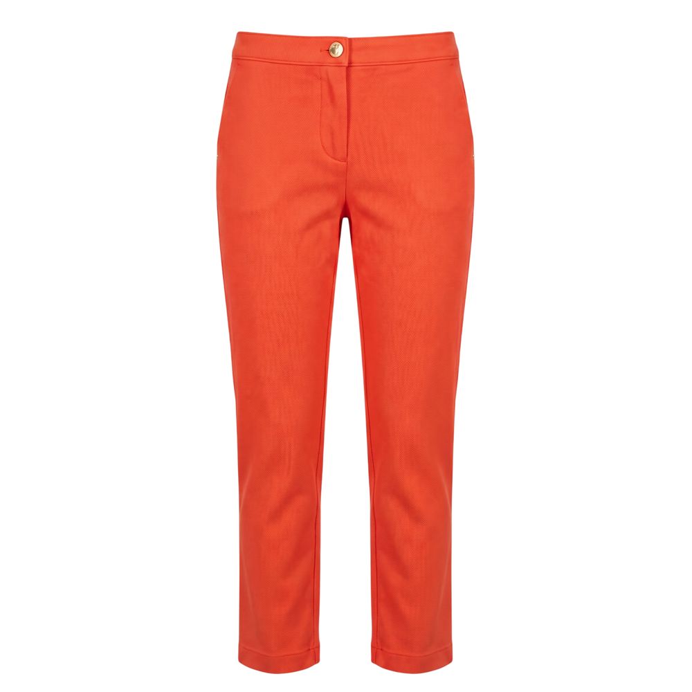 Jeans by Trussardi Jeans for women in stretch cotton orange presents a tailored silhouette, showcasing a tailored and long cut with a refined for a truly tailored aesthetic.